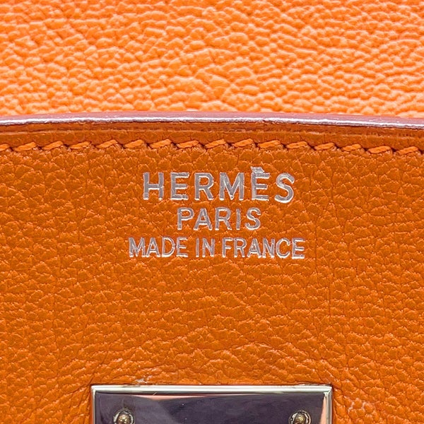 エルメス バーキン35 オレンジ/シルバー金具 シェブルミゾル □J刻印 HERMES Birkin ハンドバッグ