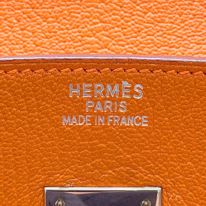 エルメス バーキン35 オレンジ/シルバー金具 シェブルミゾル □J刻印 HERMES Birkin ハンドバッグ