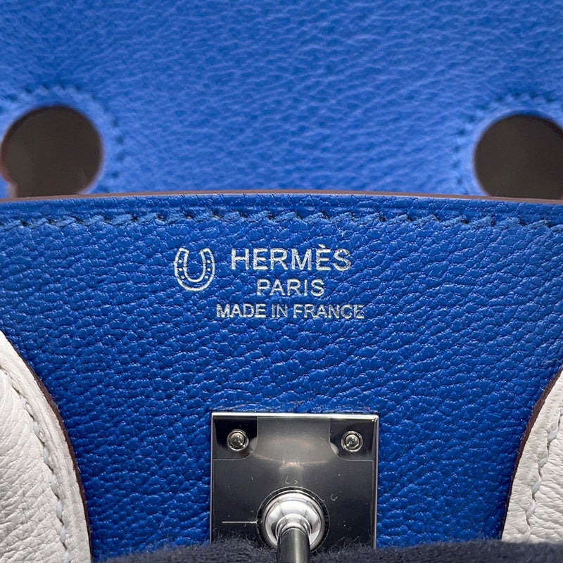 エルメス バーキン25 ブルーフランス/ホワイト/シルバー金具 シェブルミゾル K刻印 HERMES Birkin ハンドバッグ SPO