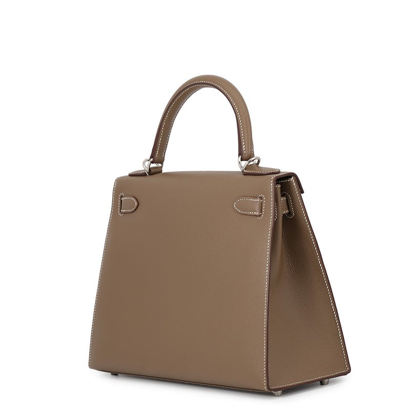 エルメス ハンドバッグ ケリー28 外縫い エトゥープ/シルバー金具 エプソン Y刻印 HERMES Kelly 2wayバッグ