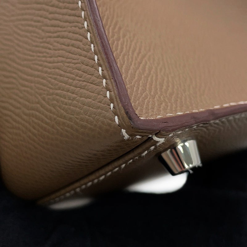 エルメス ハンドバッグ ケリー28 外縫い エトゥープ/シルバー金具 エプソン Y刻印 HERMES Kelly 2wayバッグ