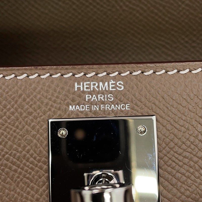 エルメス ハンドバッグ ケリー28 外縫い エトゥープ/シルバー金具 エプソン Y刻印 HERMES Kelly 2wayバッグ