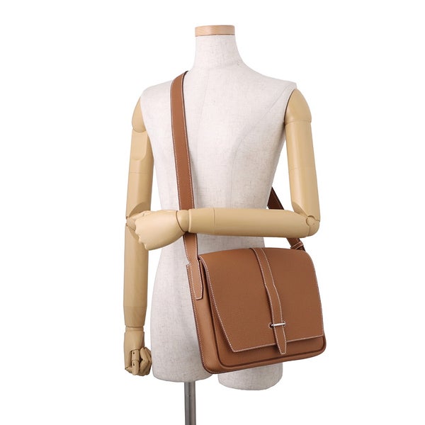 エルメス ショルダーバッグ スティーブライト ジュニア ゴールド/シルバー金具 トゴ W刻印 HERMES メンズ