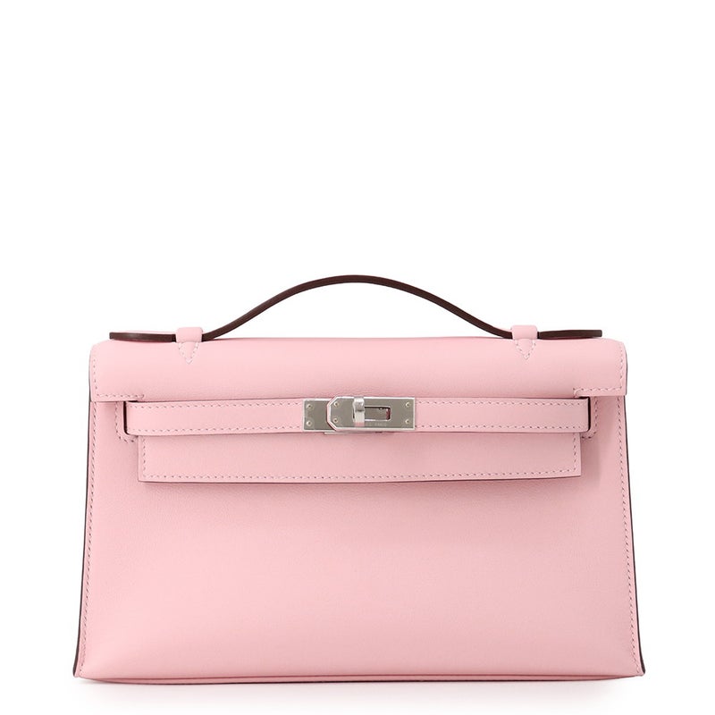 エルメス ハンドバッグ ポシェットケリー ローズサクラ/シルバー金具 スイフト K刻印 HERMES バッグ