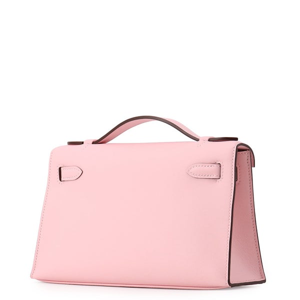 エルメス ハンドバッグ ポシェットケリー ローズサクラ/シルバー金具 スイフト K刻印 HERMES バッグ