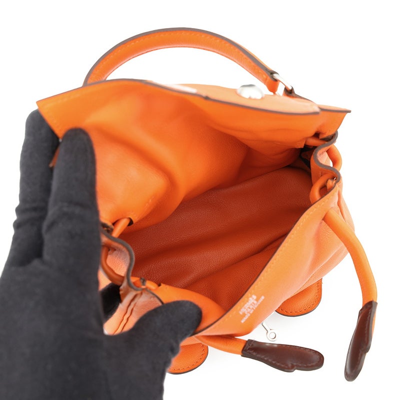 エルメス ハンドバッグ ケリードール オレンジ/シルバー金具 ガリバー □D刻印 HERMES