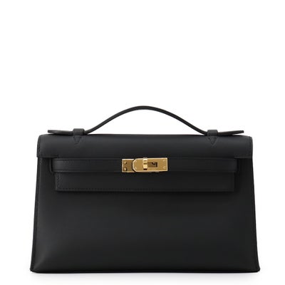 Hermès Kelly Pochette Black Swift Gold