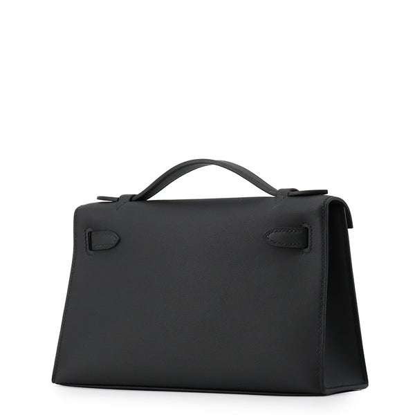 エルメス ハンドバッグ ポシェットケリー ブラック/ゴールド金具 スイフト K刻印 HERMES 黒