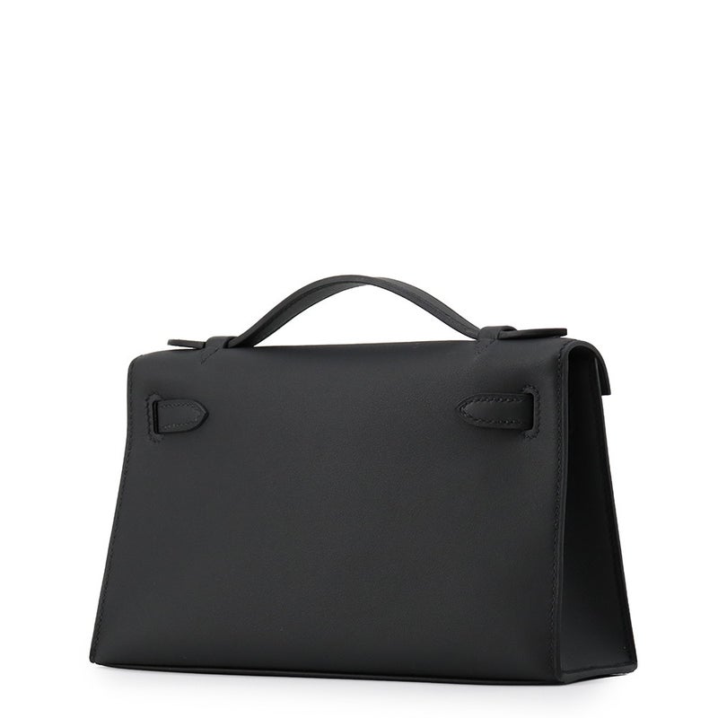 エルメス ハンドバッグ ポシェットケリー ブラック/ゴールド金具 スイフト K刻印 HERMES 黒