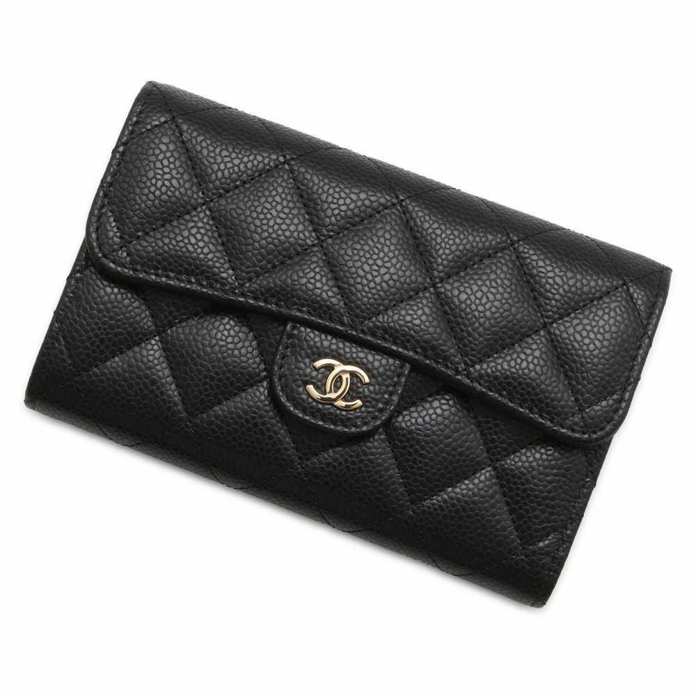 中古 シャネル CHANEL AP0232 ランダムシリアル レディース 三つ折り財布 マトラッセ ライトブルー /ゴールド金具 グレインドカーフスキン シャネル 三つ折り財布 マトラッセ ココマーク キャビアスキン AP0232