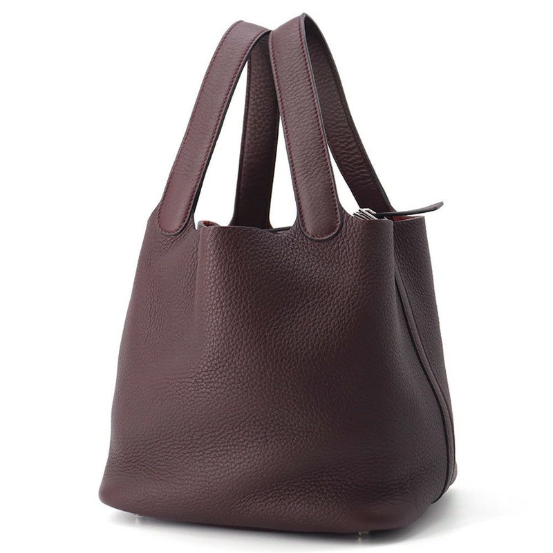 エルメス ハンドバッグ ピコタンMM プルーン/シルバー金具 トリヨンクレマンス □L刻印 べルトタイプ