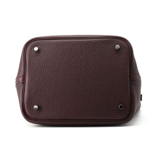 エルメス ハンドバッグ ピコタンMM プルーン/シルバー金具 トリヨンクレマンス □L刻印 べルトタイプ