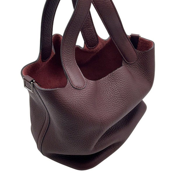 エルメス ハンドバッグ ピコタンMM プルーン/シルバー金具 トリヨンクレマンス □L刻印 べルトタイプ