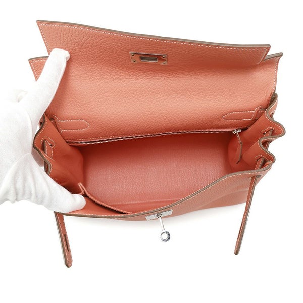 エルメス ハンドバッグ ケリー28 内縫い クレヴェット/シルバー金具 トリヨンクレマンス □Q刻印 HERMES Kelly 2wayバッグ