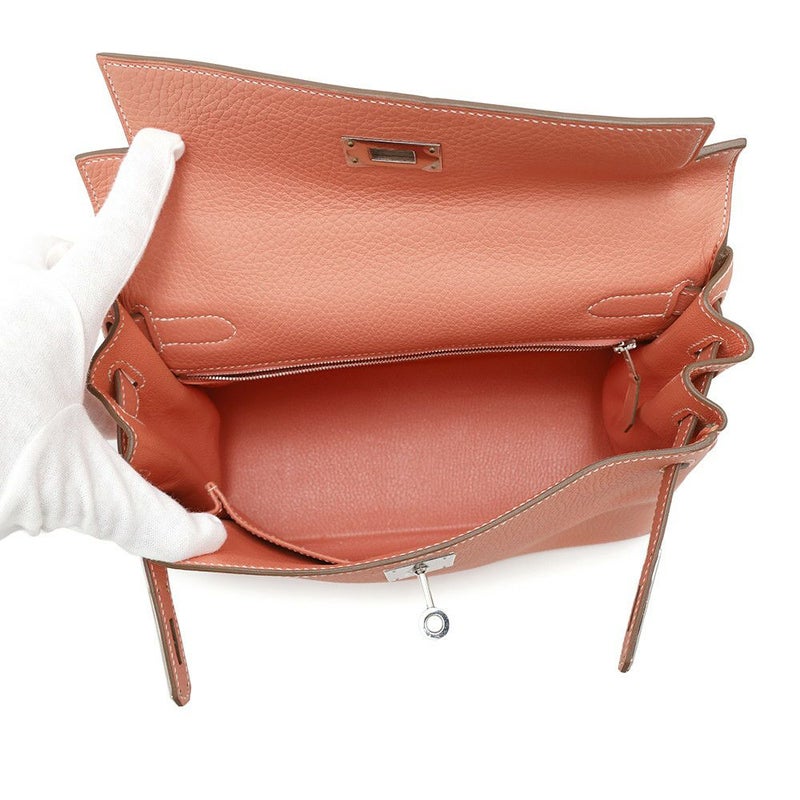 エルメス ハンドバッグ ケリー28 内縫い クレヴェット/シルバー金具 トリヨンクレマンス □Q刻印 HERMES Kelly 2wayバッグ