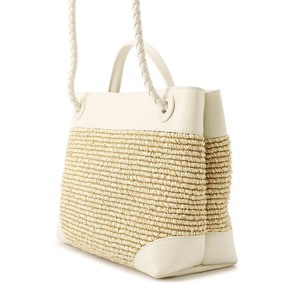 ボッテガヴェネタ ハンドバッグ アンディアーモ スモール ラフィア ラムスキン 827478 BOTTEGA VENETA 3way 白