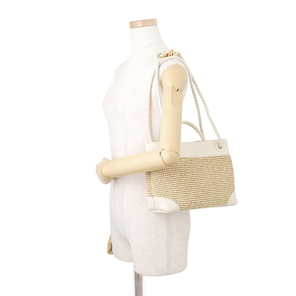 ボッテガヴェネタ ハンドバッグ アンディアーモ スモール ラフィア ラムスキン 827478 BOTTEGA VENETA 3way 白