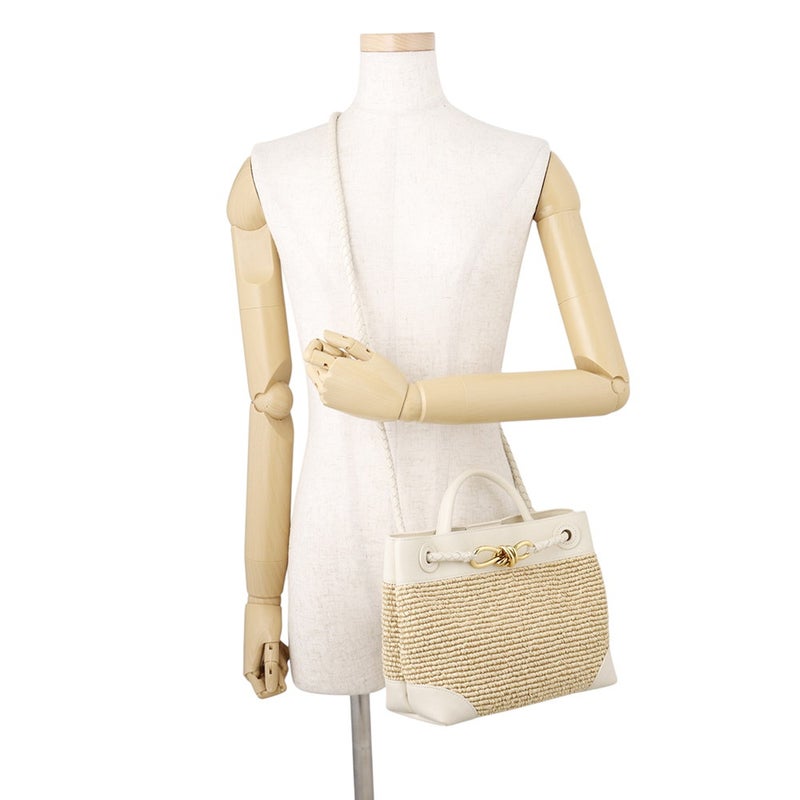 ボッテガヴェネタ ハンドバッグ アンディアーモ スモール ラフィア ラムスキン 827478 BOTTEGA VENETA 3way 白