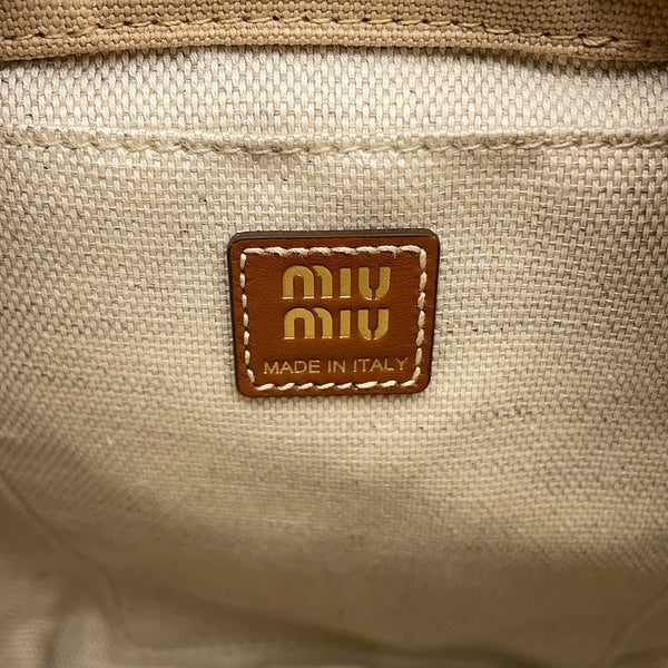 ミュウミュウ リュック バックパック ロゴ レザー/キャンバス 5BZ043 Miu Miu バッグ