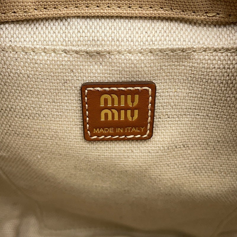 ミュウミュウ リュック バックパック ロゴ レザー/キャンバス 5BZ043 Miu Miu バッグ