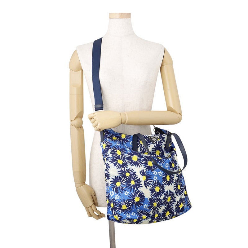 プラダ トートバッグ フラワープリント トライアングルロゴ ナイロン レザー B24390 PRADA 2wayショルダーバッグ
