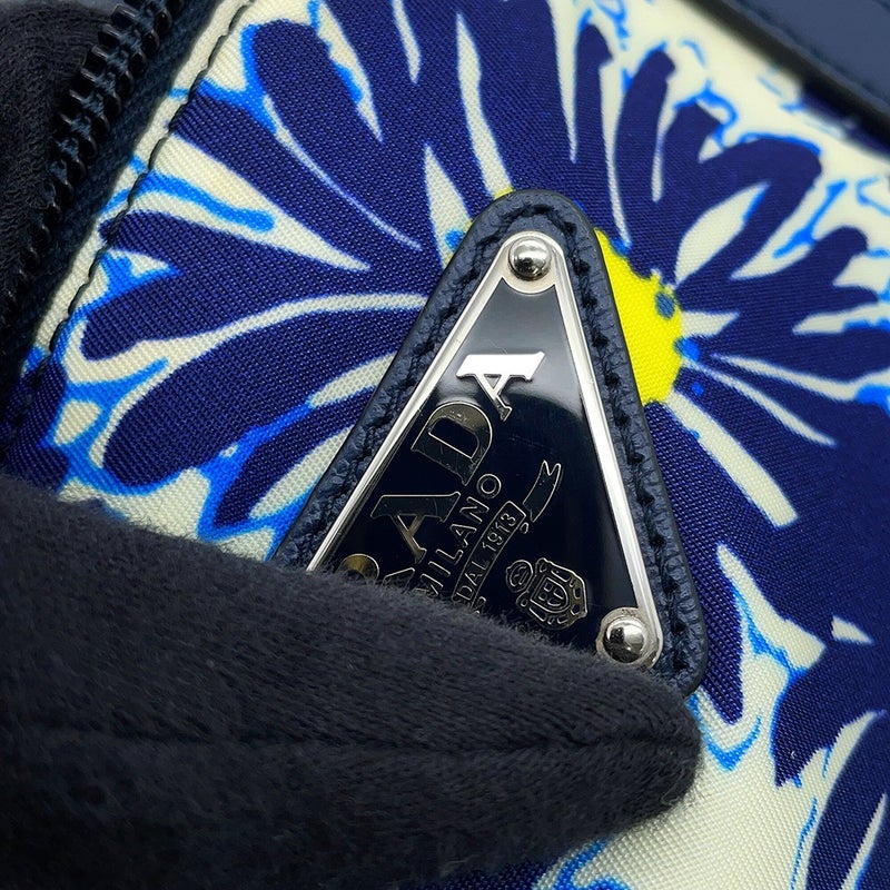 プラダ トートバッグ フラワープリント トライアングルロゴ ナイロン レザー B24390 PRADA 2wayショルダーバッグ