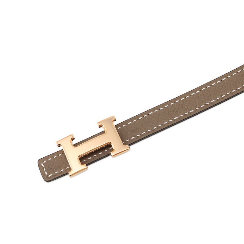 エルメス ベルト ミニH ブラック/エトゥープ/ピンクゴールド金具 エプソン/スイフト W刻印 サイズ85 リバーシブル