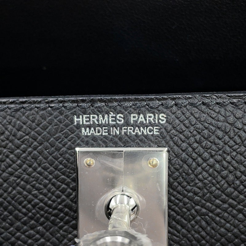 エルメス ハンドバッグ ミニケリー 外縫い ブラック/シルバー金具 エプソン K刻印 HERMES Kelly 2wayバッグ 黒