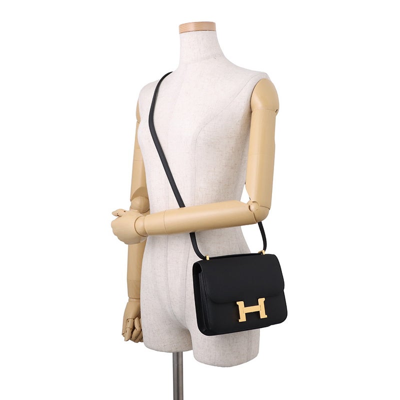 エルメス ショルダーバッグ ミニ コンスタンス3 ミロワール ブラック/ゴールド金具 エプソン G刻印 HERMES 黒