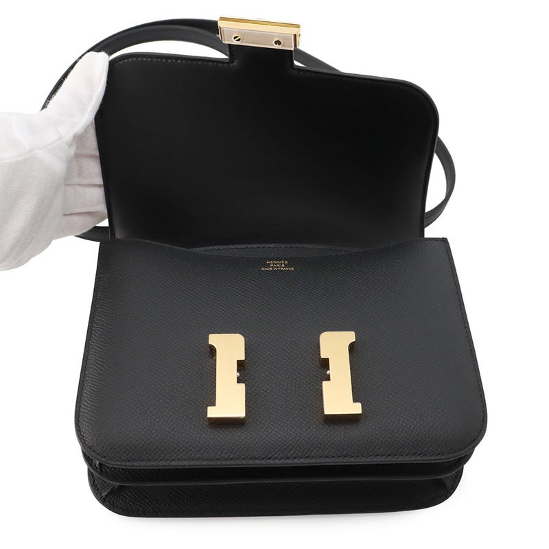 エルメス ショルダーバッグ ミニ コンスタンス3 ミロワール ブラック/ゴールド金具 エプソン G刻印 HERMES 黒