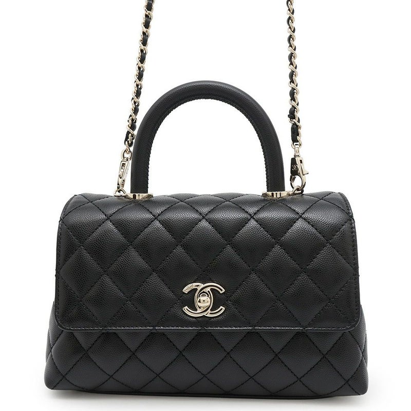 シャネル ハンドバッグ マトラッセ ココマーク ココハンドル XS キャビアスキン A92990 CHANEL 2wayショルダーバッグ 黒