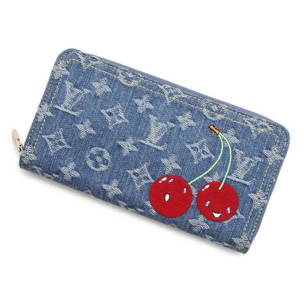 ルイヴィトン 長財布 モノグラム・チェリー デニム LV × TM ジッピー・ウォレット M23161 村上隆コラボ
