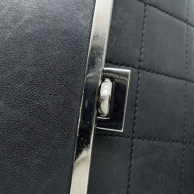 シャネル チェーンショルダーバッグ チョコバー ラムスキン CHANEL バッグ Wチェーン 黒