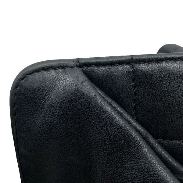 シャネル チェーンショルダーバッグ チョコバー ラムスキン CHANEL バッグ Wチェーン 黒