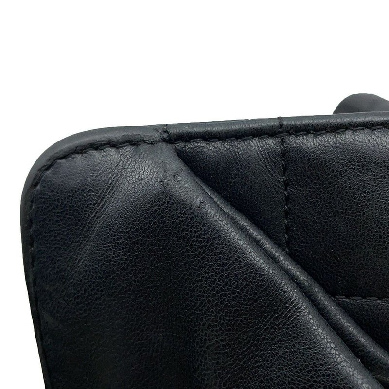 シャネル チェーンショルダーバッグ チョコバー ラムスキン CHANEL バッグ Wチェーン 黒