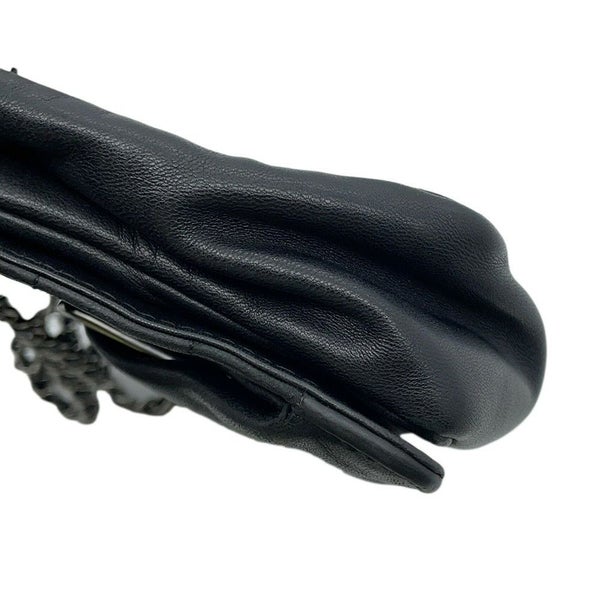 シャネル チェーンショルダーバッグ チョコバー ラムスキン CHANEL バッグ Wチェーン 黒