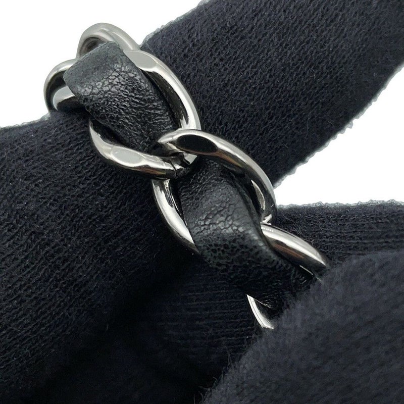 シャネル チェーンショルダーバッグ チョコバー ラムスキン CHANEL バッグ Wチェーン 黒