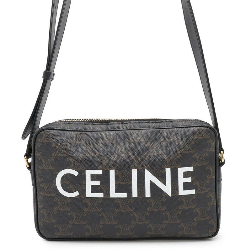 セリーヌ ショルダーバッグ トリオンフ ホリゾンタル ミディアム メッセンジャーバッグ PVC/レザー 194502CIM.38NO CELINE 黒