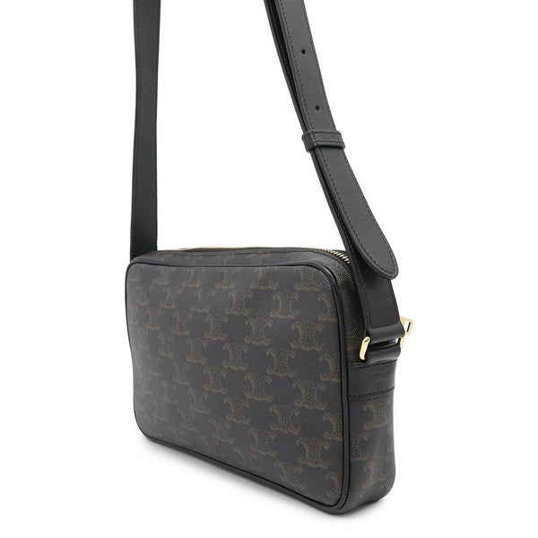 セリーヌ ショルダーバッグ トリオンフ ホリゾンタル ミディアム メッセンジャーバッグ PVC/レザー 194502CIM.38NO CELINE 黒