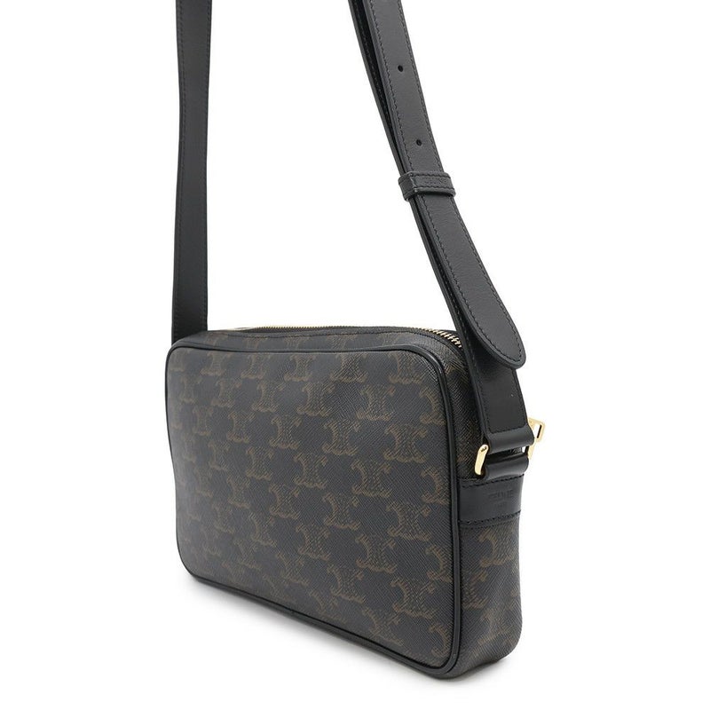 セリーヌ ショルダーバッグ トリオンフ ホリゾンタル ミディアム メッセンジャーバッグ PVC/レザー 194502CIM.38NO CELINE 黒