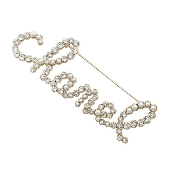 シャネル ブローチ ロゴ ラインストーン GP B20V AB2806 CHANEL フェイクパール アクセサリー