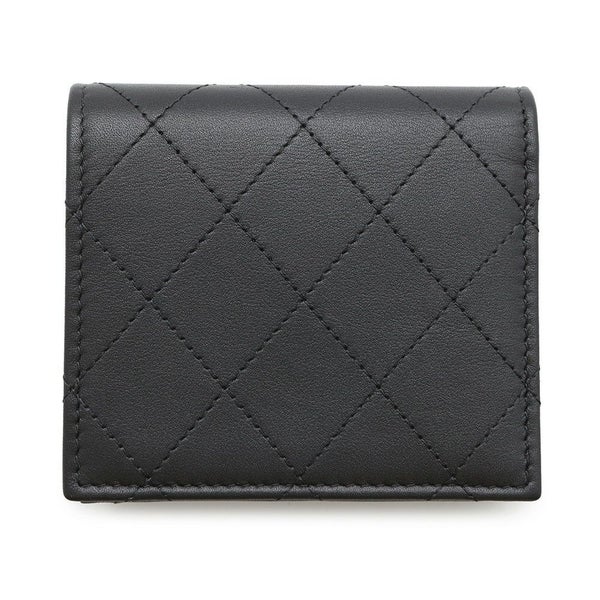 シャネル 二つ折り財布 ココマーク マトラッセ スモールウォレット AP4381 CHANEL 黒