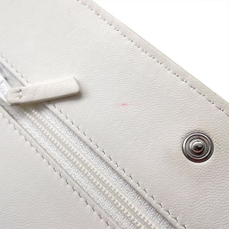 シャネル チェーンウォレット マトラッセ ココマーク ツイード レザー CHANEL 財布 白