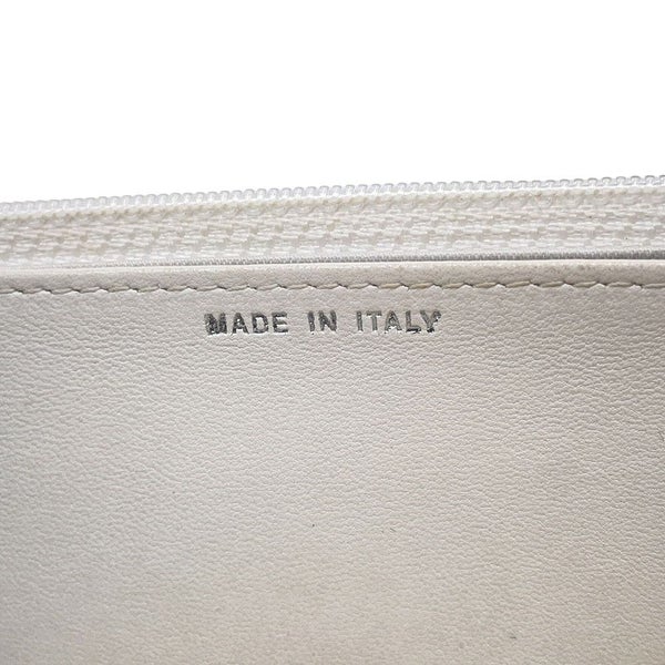 シャネル チェーンウォレット マトラッセ ココマーク ツイード レザー CHANEL 財布 白
