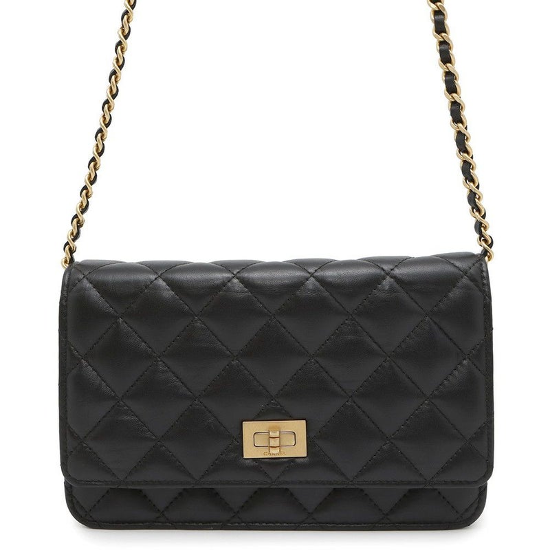シャネル チェーンウォレット 2.55 ヴィンテージカーフスキン CHANEL 財布 バッグ 黒
