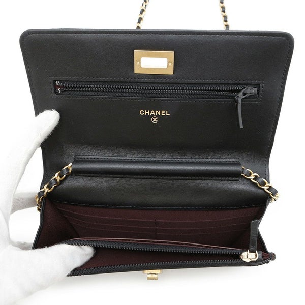 シャネル チェーンウォレット 2.55 ヴィンテージカーフスキン CHANEL 財布 バッグ 黒