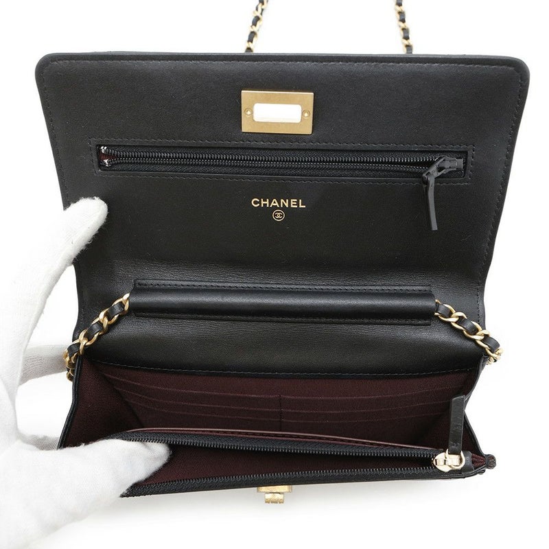 シャネル チェーンウォレット 2.55 ヴィンテージカーフスキン CHANEL 財布 バッグ 黒
