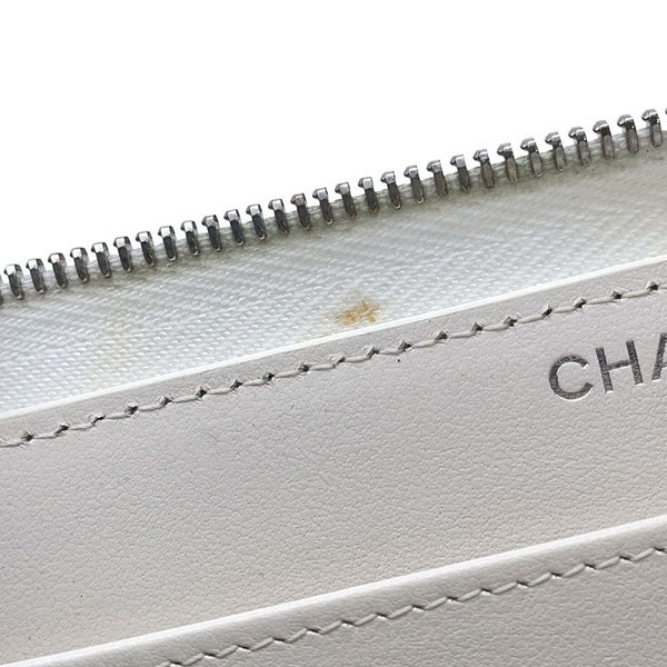 シャネル 長財布 クラシック ロング ジップ ウォレット ココマーク キャビアスキン キルティング AP0242 CHANEL マトラッセ 白