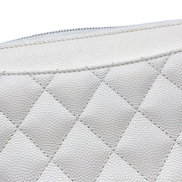 シャネル 長財布 クラシック ロング ジップ ウォレット ココマーク キャビアスキン キルティング AP0242 CHANEL マトラッセ 白