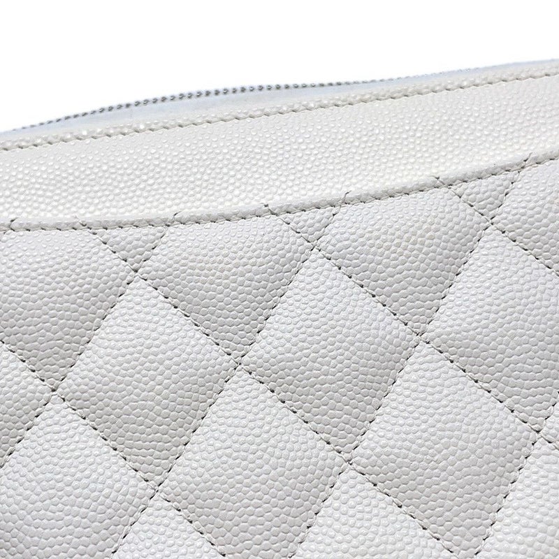 シャネル 長財布 クラシック ロング ジップ ウォレット ココマーク キャビアスキン キルティング AP0242 CHANEL マトラッセ 白